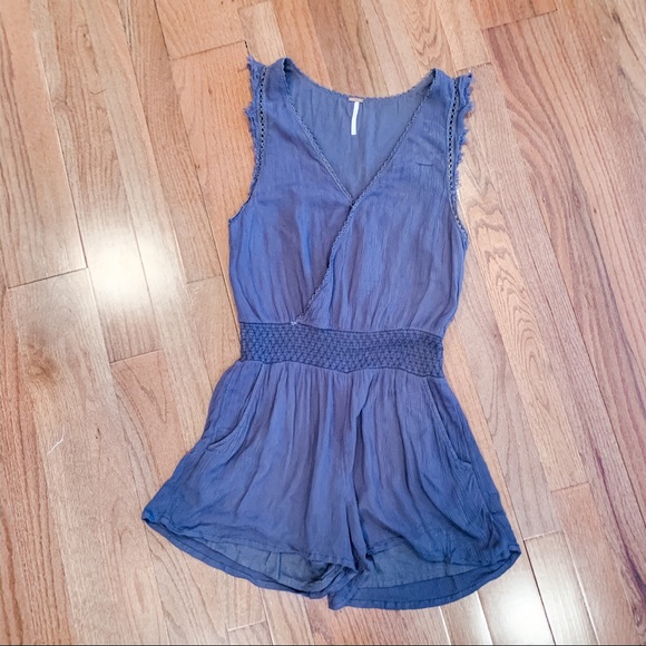 Free People Pants - Free People Blue/Gray Romper Size S